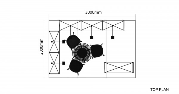 3x2m Eckstand - Messestand 001