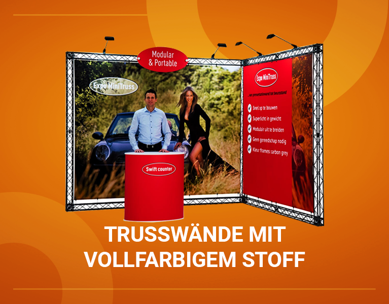 Trusswände mit vollfarbigem Stoff